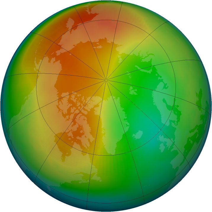 Arctic ozone map for January 1987
